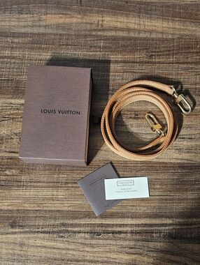 Authentic Louis Vuitton Natural Vachetta Leather Strap with Gold Hardware